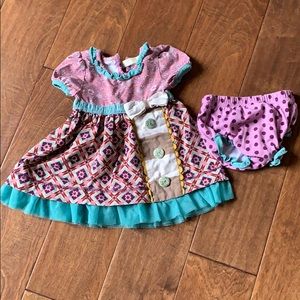 Matilda Jane dress and bloomer set 3-6mos